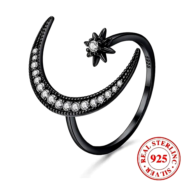 Crescent Moon Ring In Sterling Silver